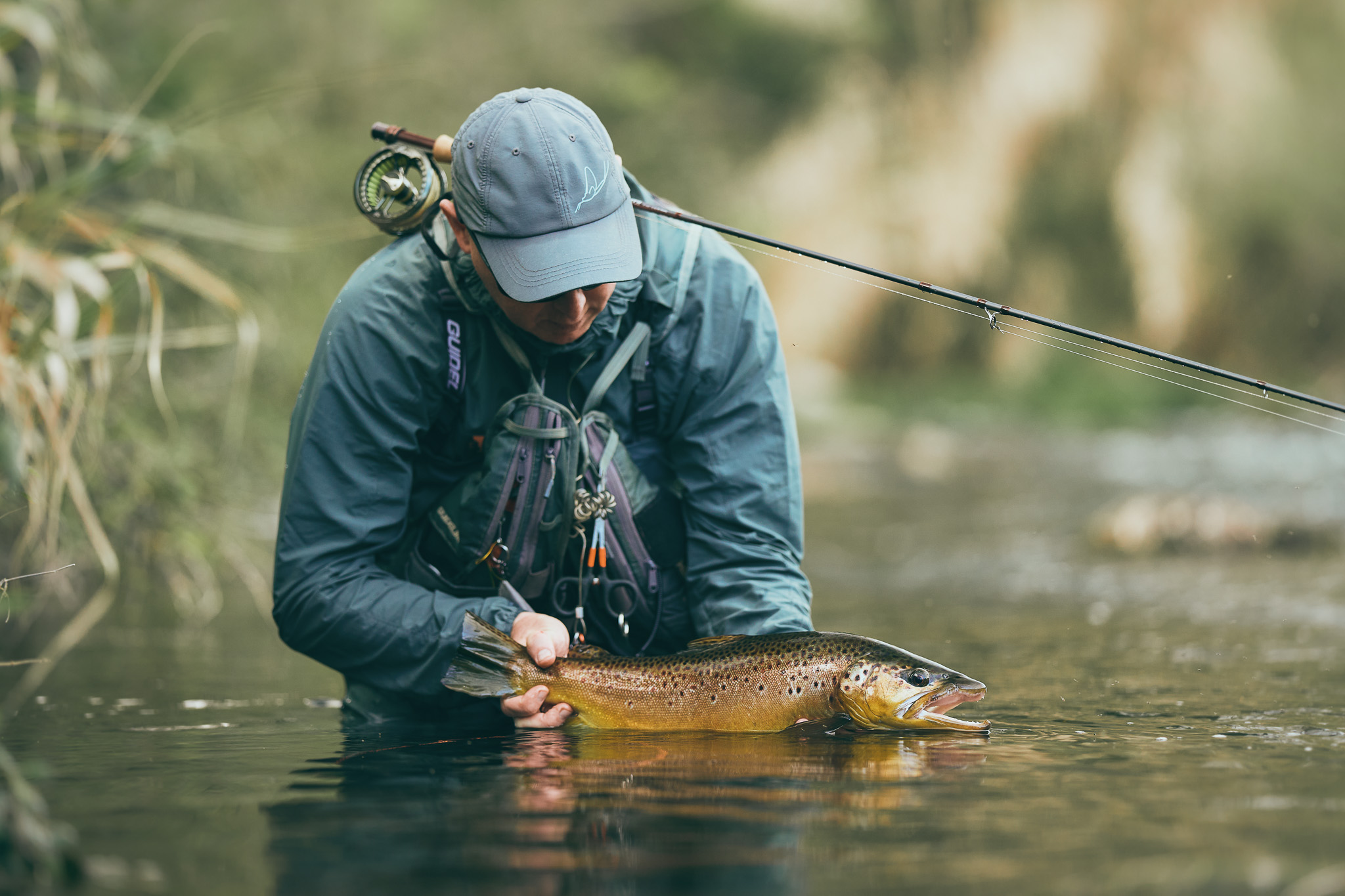 Guideline staff Rune Stokkebekks with a nice brown trout from a river in Spain.